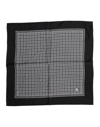 Black White Patterned Square Foulard Scarf