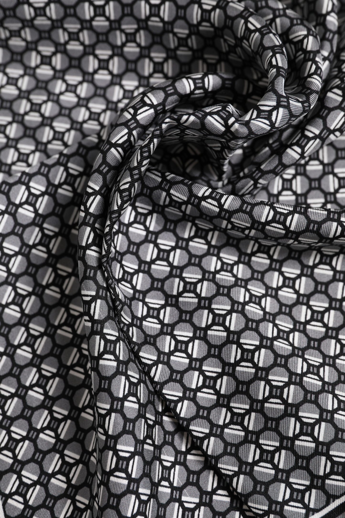 Black White Patterned Square Foulard Scarf