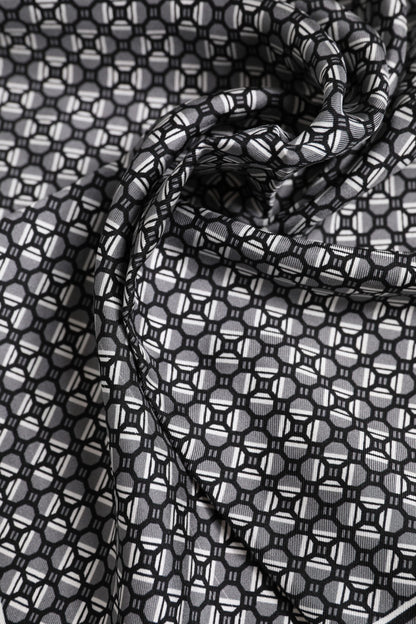 Black White Patterned Square Foulard Scarf