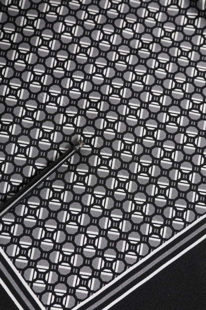 Black White Patterned Square Foulard Scarf