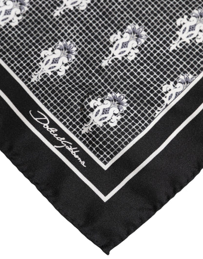 Black White Printed Square Foulard Scarf