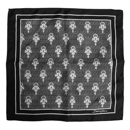Black White Printed Square Foulard Scarf