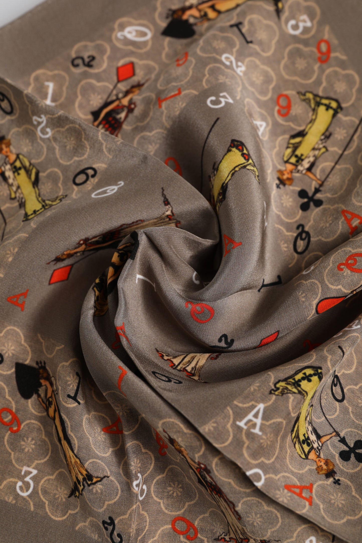 Brown Silk Printed Square Men Foulard Scarf