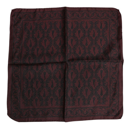 Maroon Black Printed Square Men Foulard Scarf