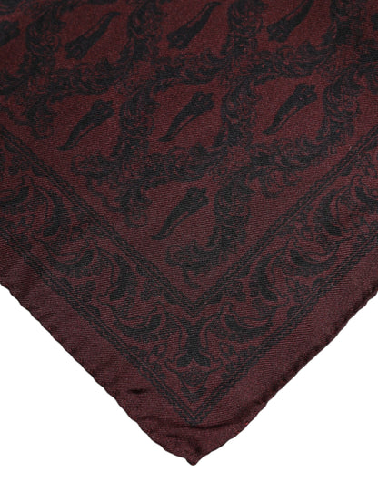 Maroon Black Printed Square Men Foulard Scarf