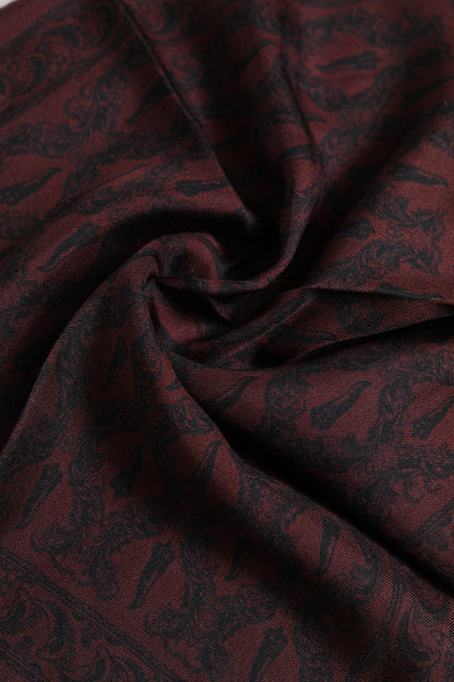 Maroon Black Printed Square Men Foulard Scarf