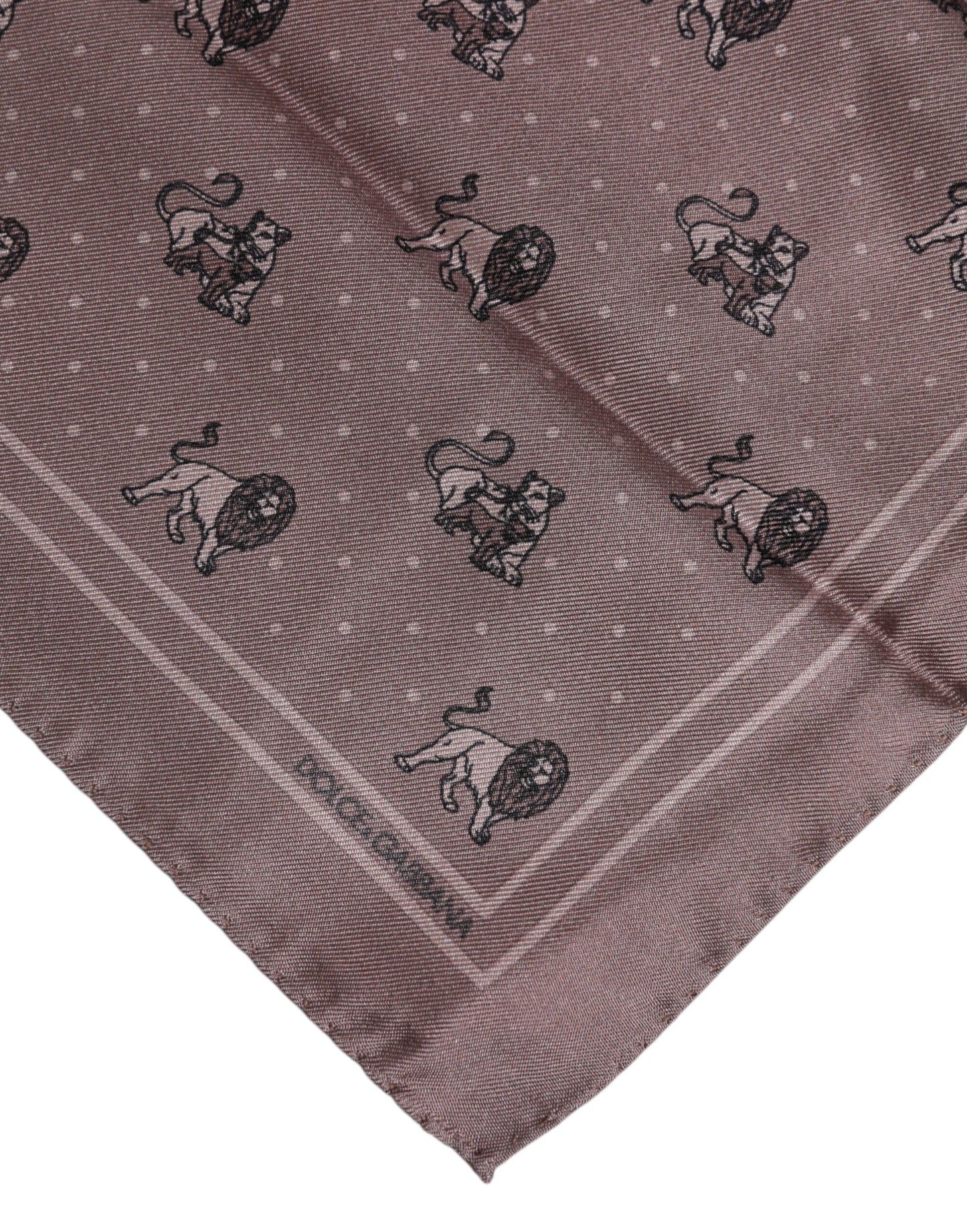Brown Animal Print Square Foulard Scarf
