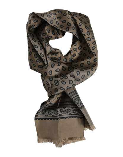 Brown Printed Neck Warmer Men Foulard Scarf