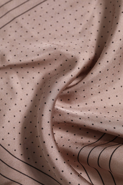 Beige Dotted Silk Square Men Foulard Scarf