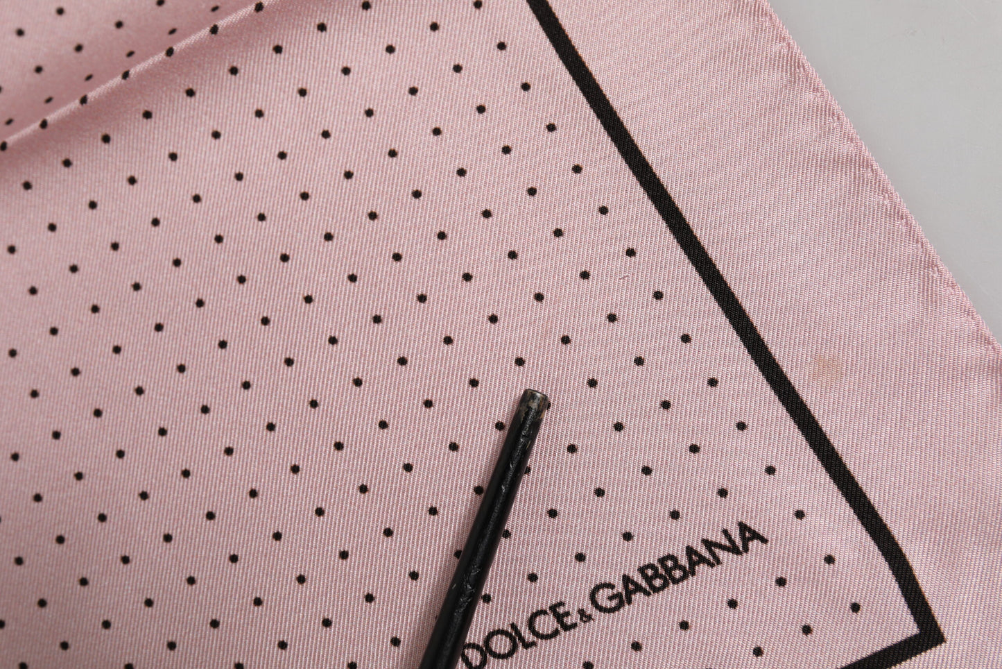 Beige Dotted Silk Square Men Foulard Scarf