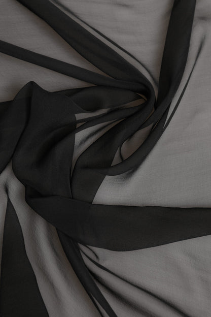 Gray Black Silk Square Women Foulard Scarf