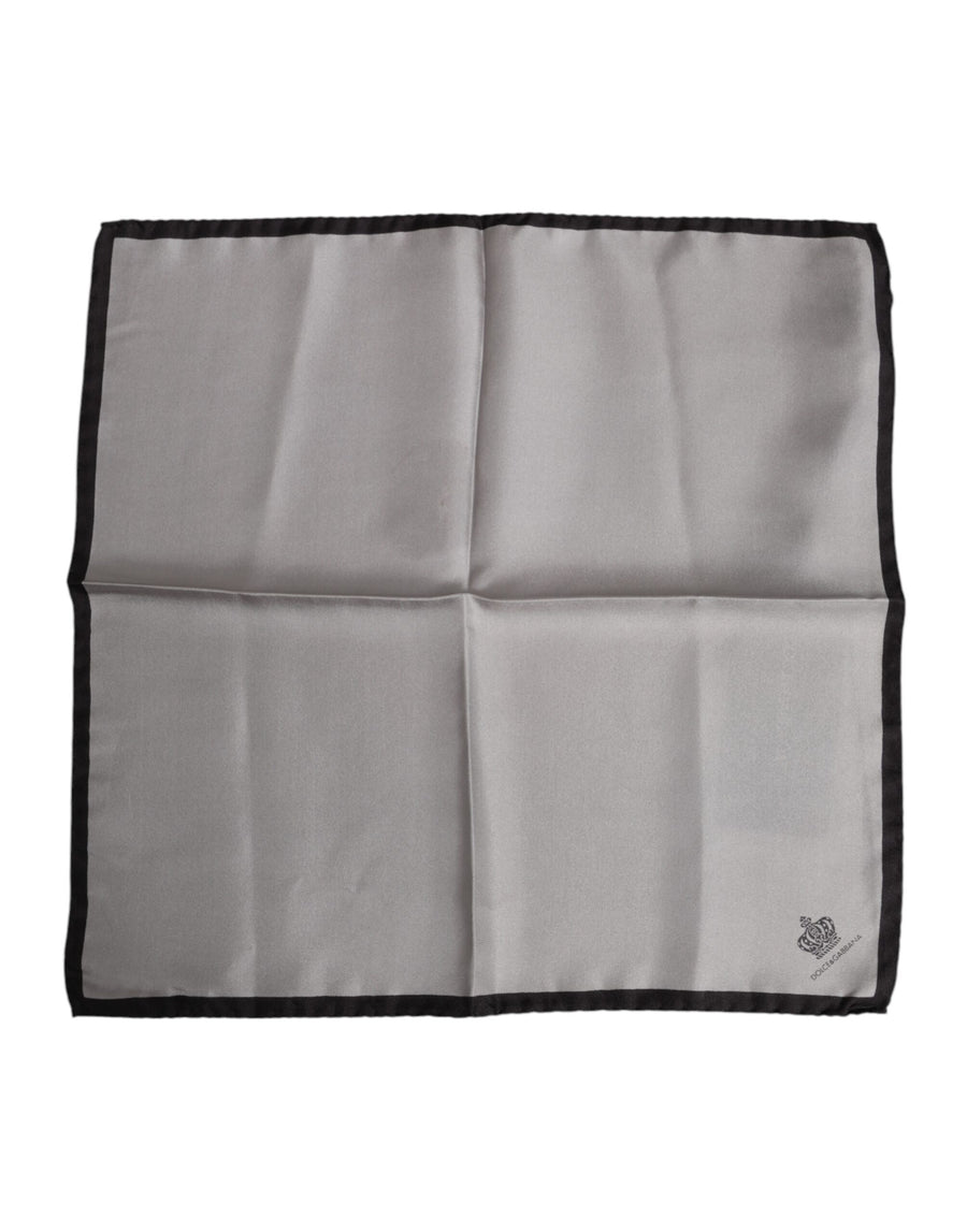 Gray DG Crown Silk Square Men Foulard Scarf