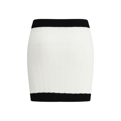 White Viscose Mini Skirt