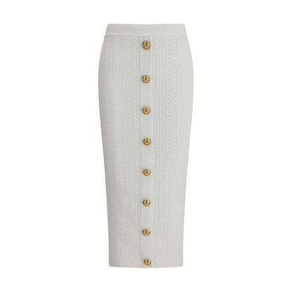 White Viscose Midi Skirt