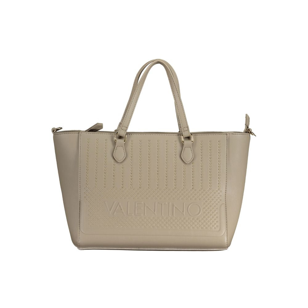 Beige Polyurethane Women's Bag with Adjustable Shoulder Strap