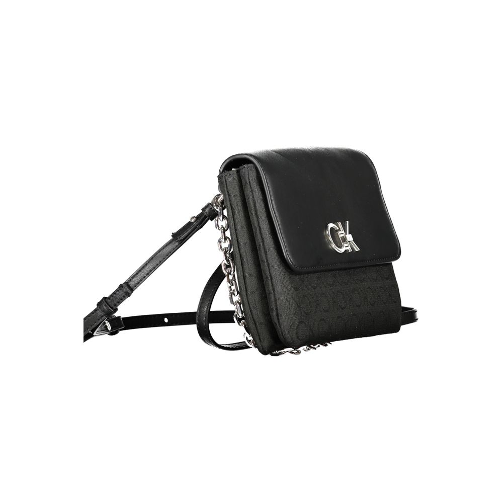 Black Polyester Women Handbag