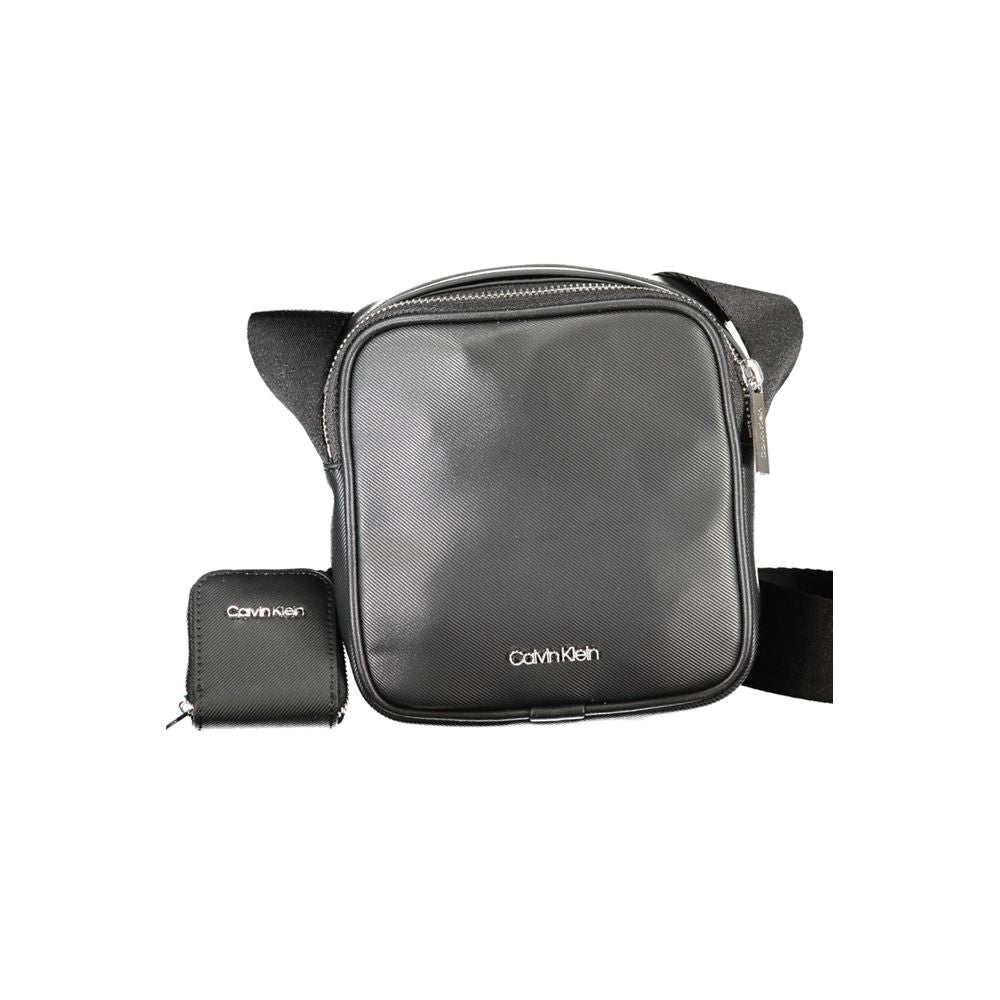 Black Polyurethane Men Shoulder Bag