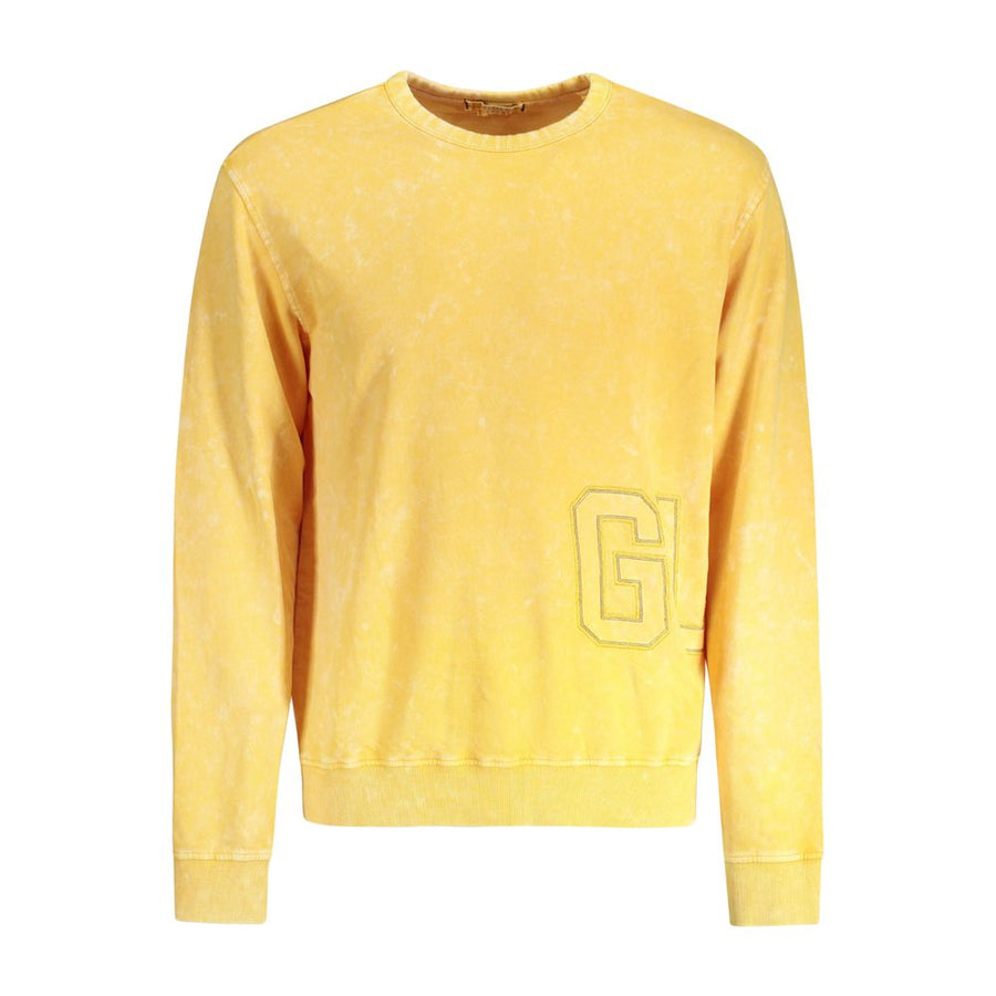 Yellow Cotton Men Sweatshirt