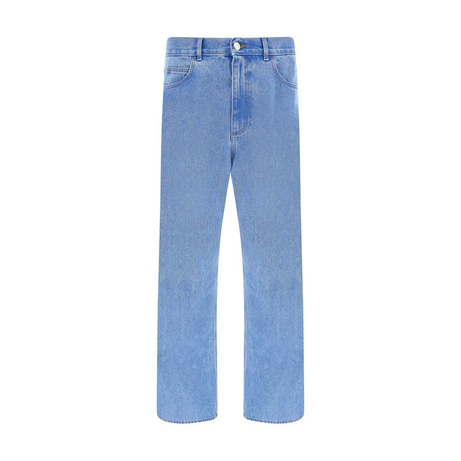 Light Blue Cotton Straight-Leg Jeans