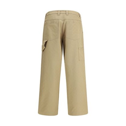 Beige Cotton Casual Pants