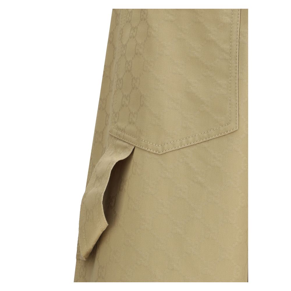 Beige Cotton Casual Pants