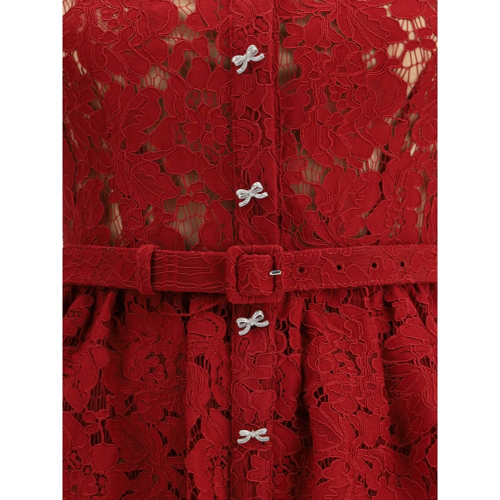 Red Cotton Casual Dress