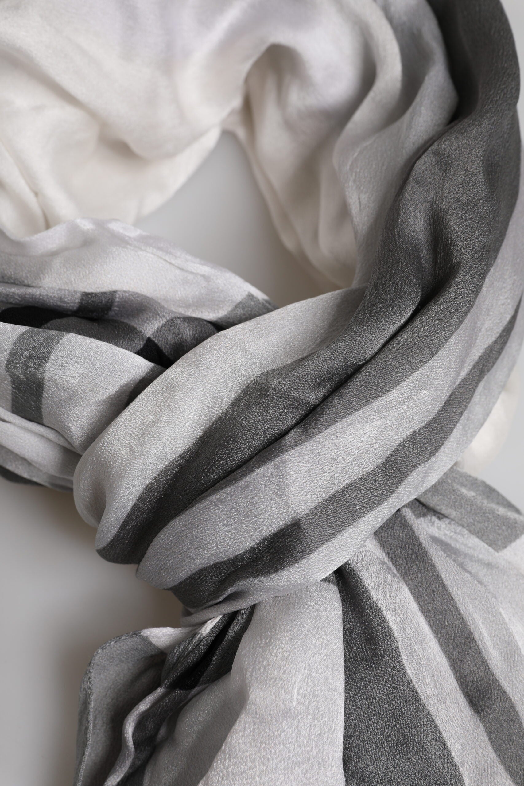 White Black Silk Warmer Wrap Foulard Scarf