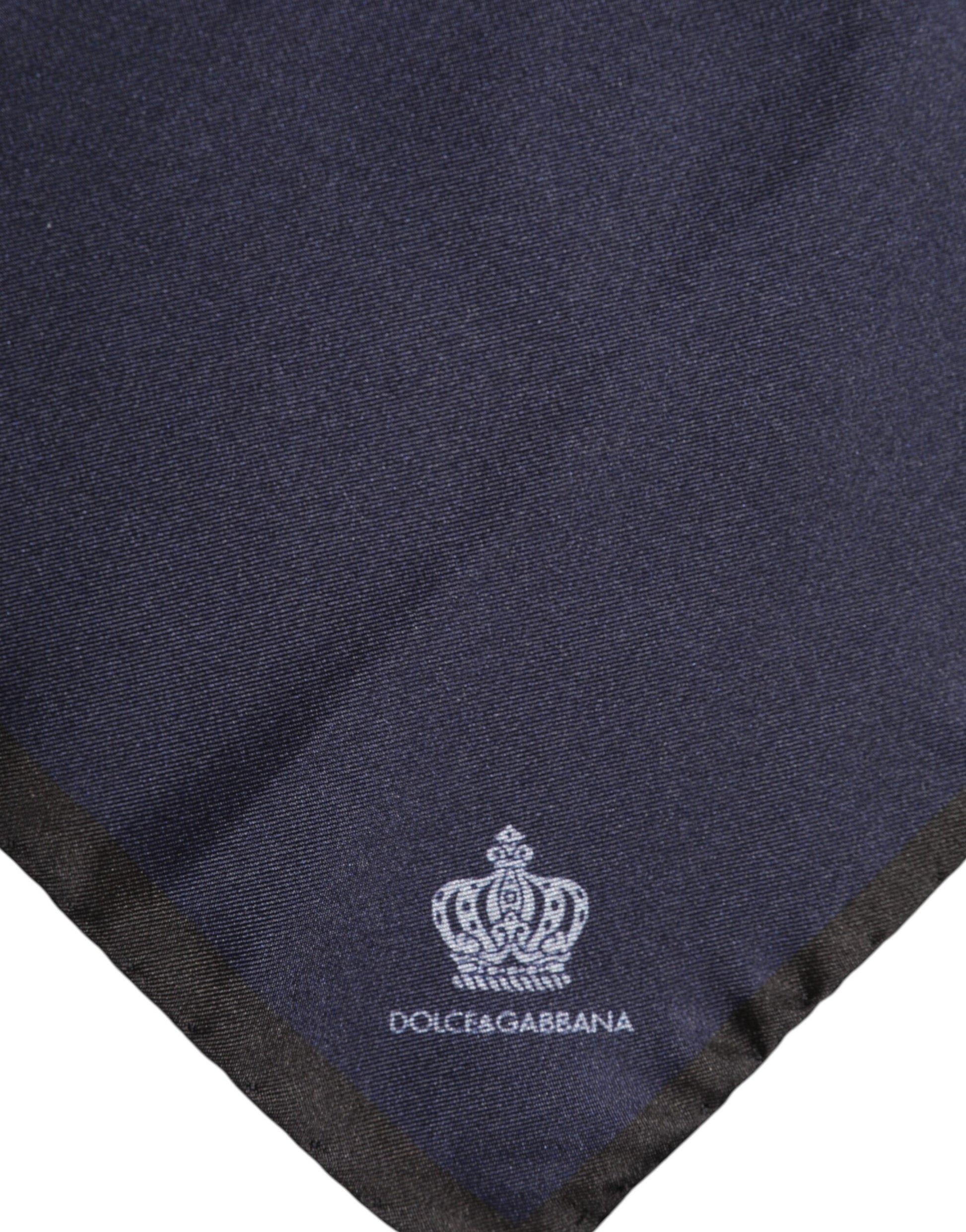 Blue DG Crown Silk Square Men Foulard Scarf