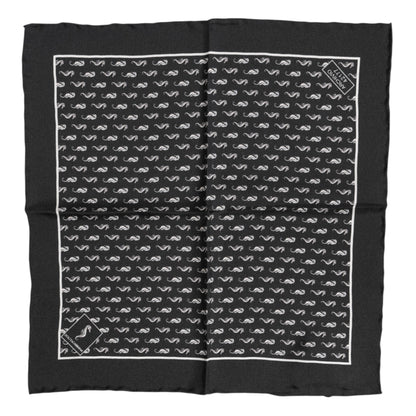 Black Sea Horse Silk Square Men Foulard Scarf