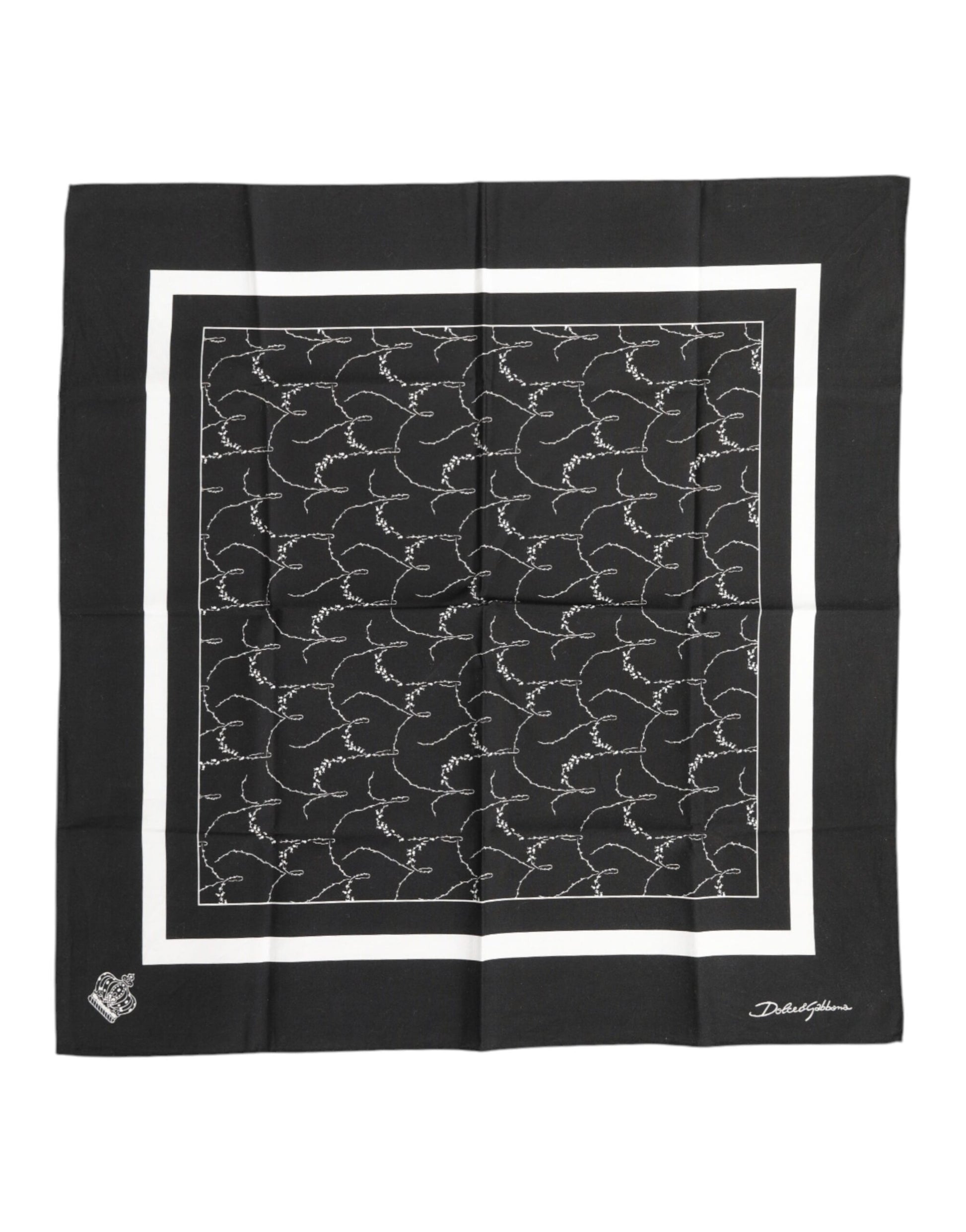 Black White Printed Square Men Foulard Scarf