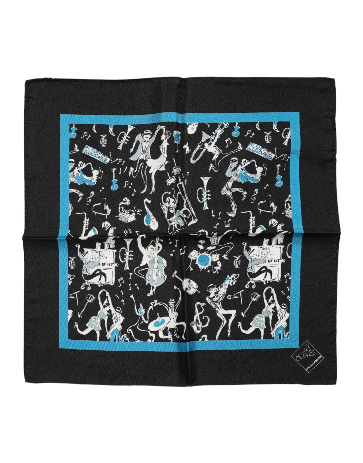 Black Jazz Club Silk Square Men Foulard Scarf