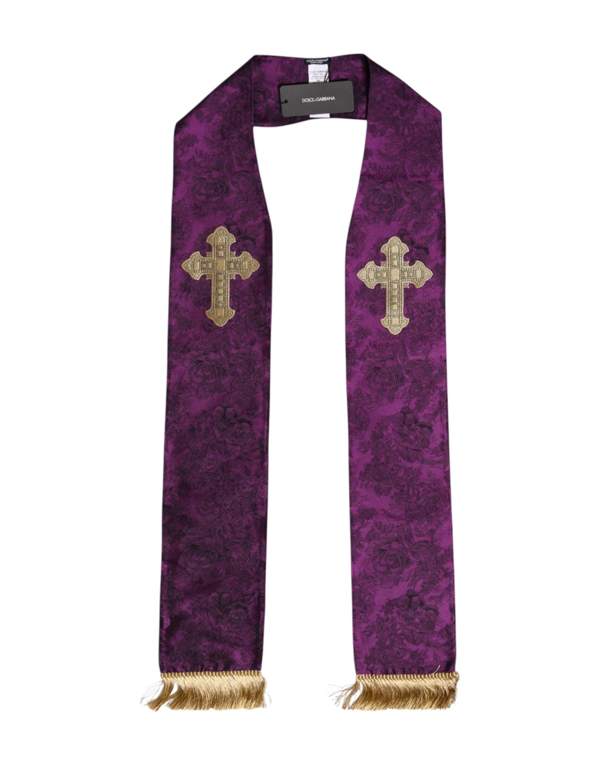 Purple Silk Fringes Cross Men Foulard Scarf