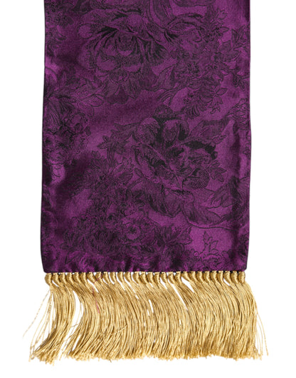 Purple Silk Fringes Cross Men Foulard Scarf