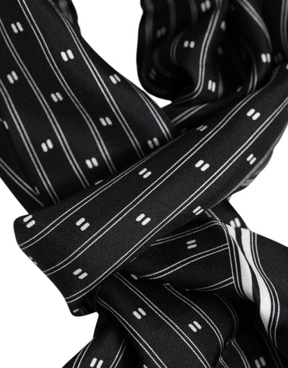 Black Silk Printed Fringes Men Foulard Scarf