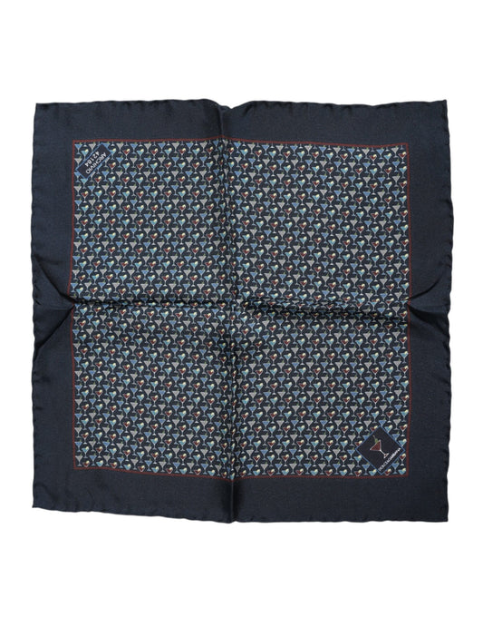 Blue Cocktail Silk Square Foulard Scarf