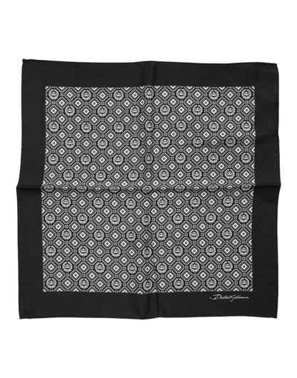 Black White Patterned Square Foulard Scarf