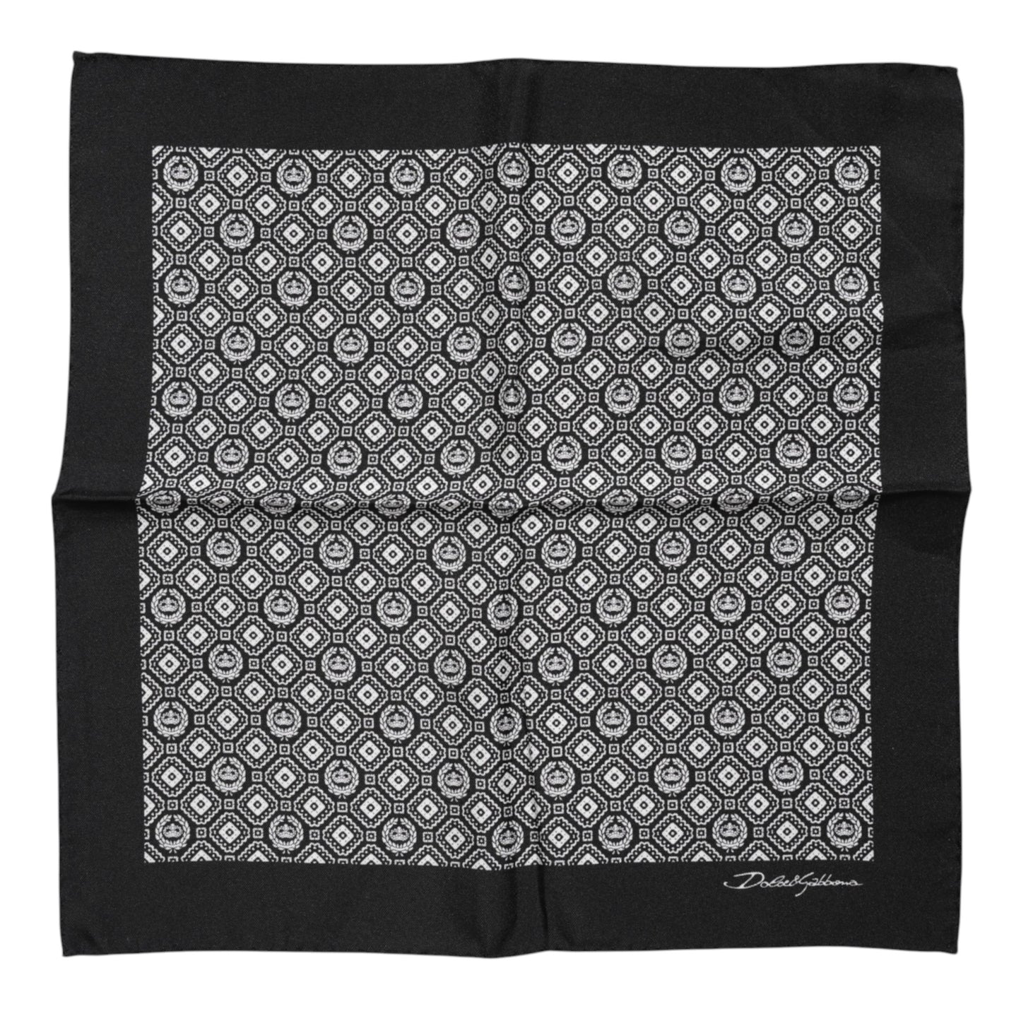 Black White Patterned Square Foulard Scarf