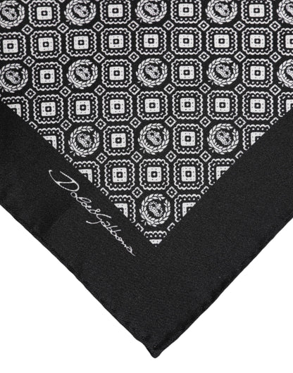 Black White Patterned Square Foulard Scarf