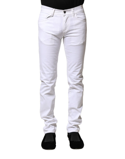 White Cotton Skinny Men Denim Jeans