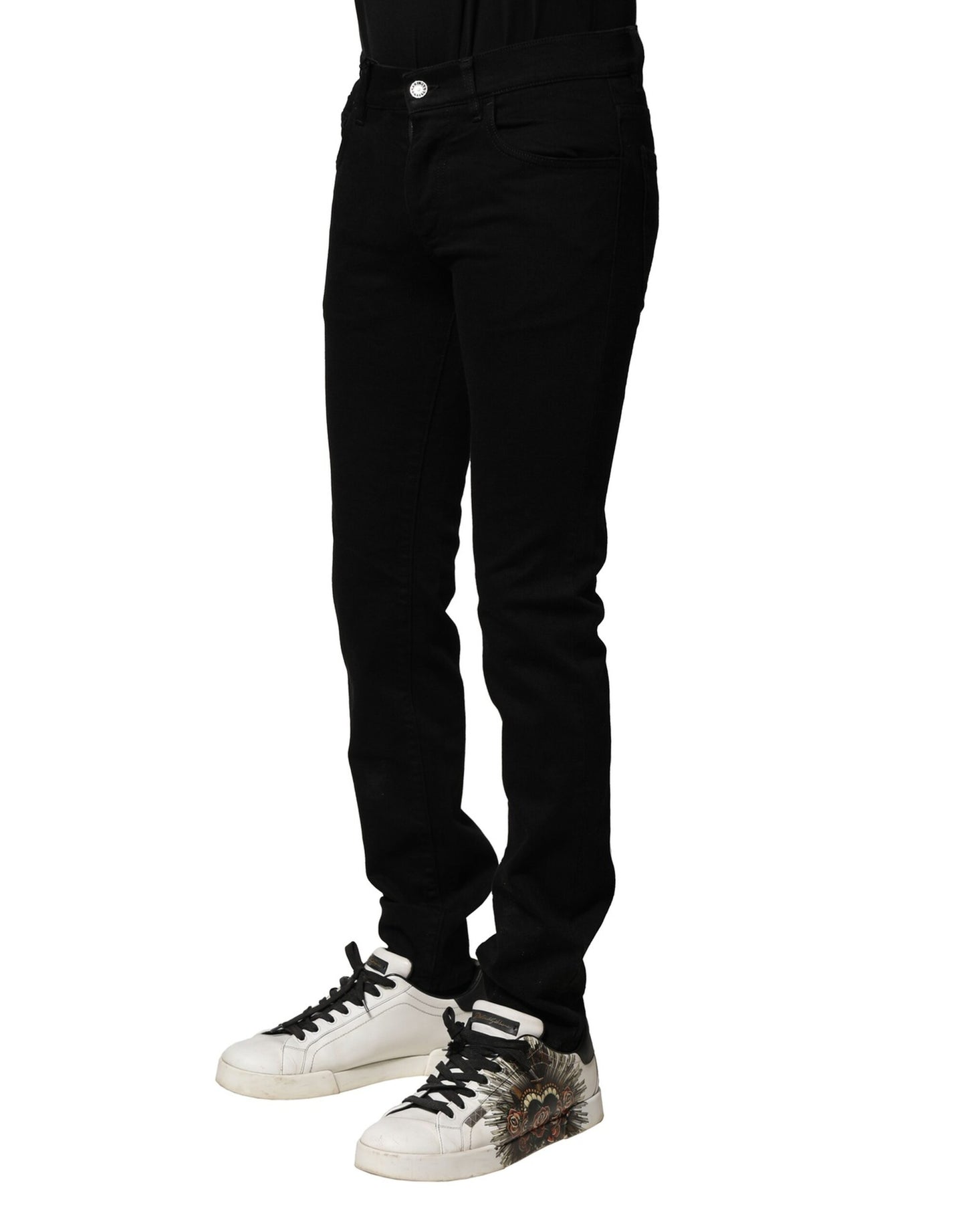 Black Cotton Stretch Skinny Men Denim Jeans