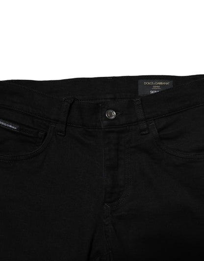 Black Cotton Stretch Skinny Men Denim Jeans