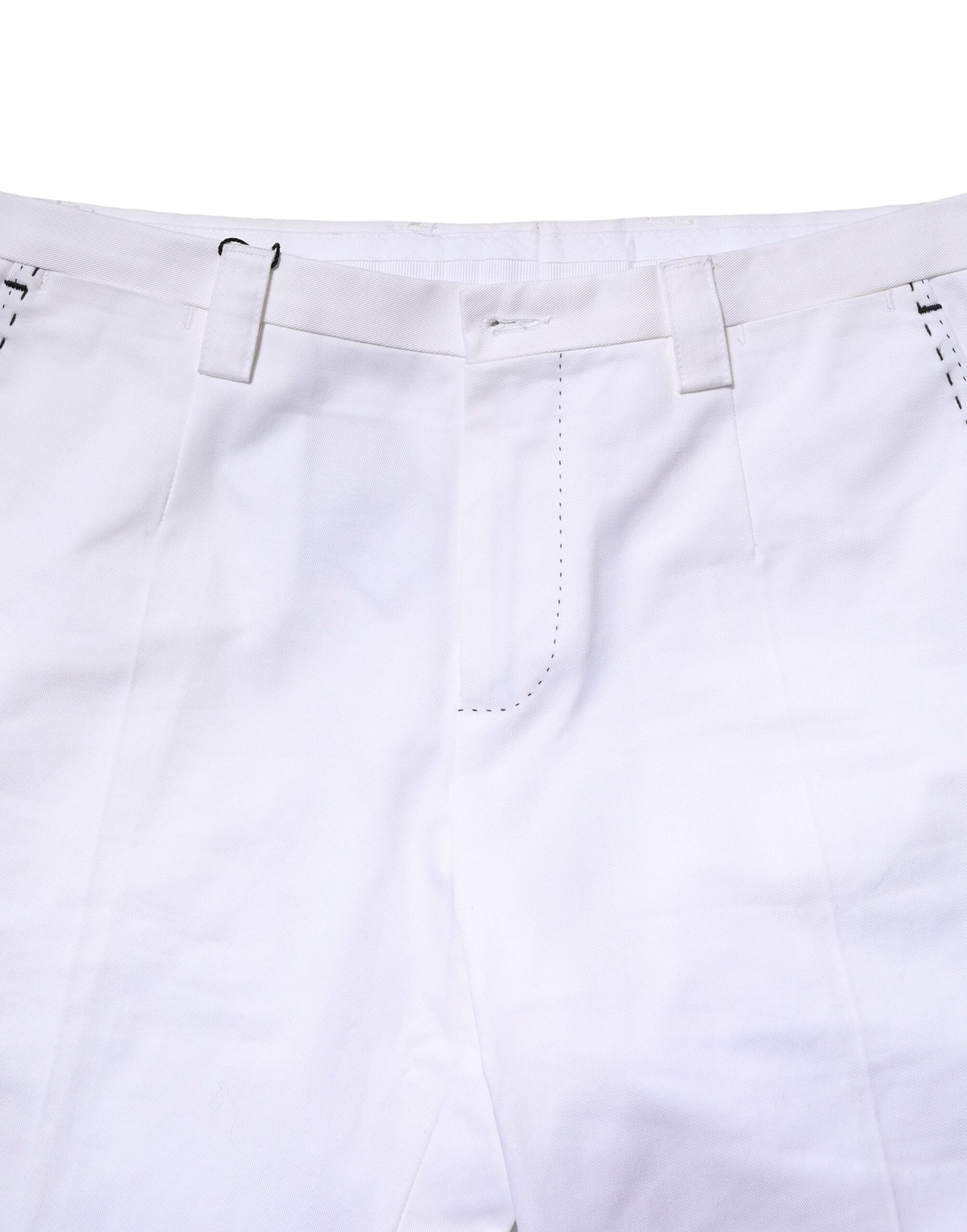 White Cotton Straight Logo Men Pants