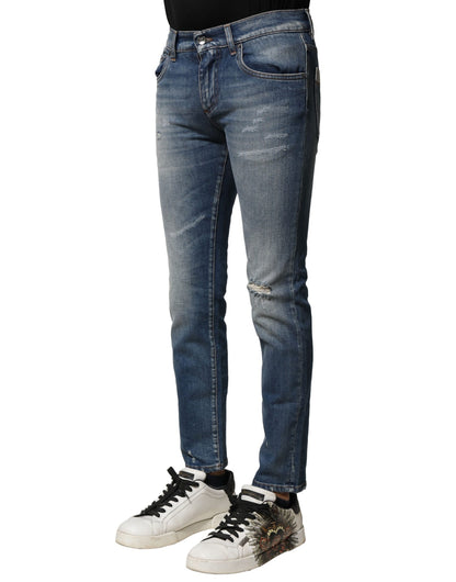 Blue Washed Cotton Slim Fit Men Denim Jeans