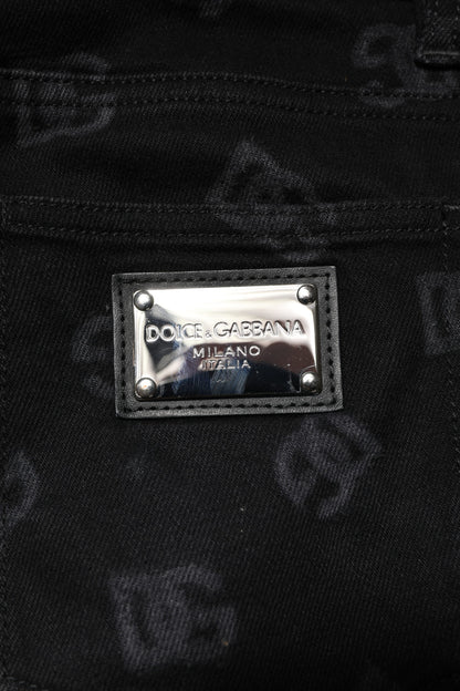 Black Cotton DG Logo Skinny Men Denim Jeans