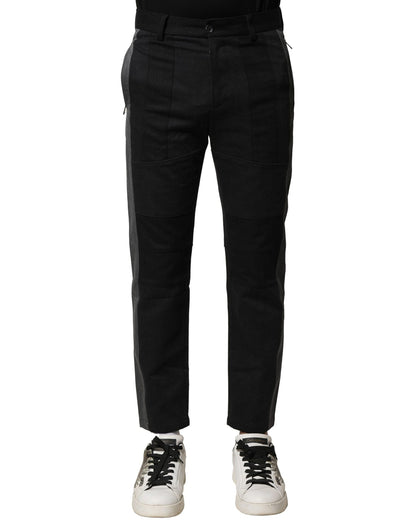 Black Gray Cotton Tapered Men Pants