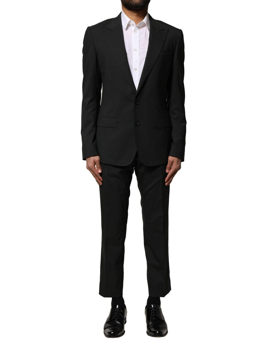 Black Wool 2 Piece Single Breasted Suit