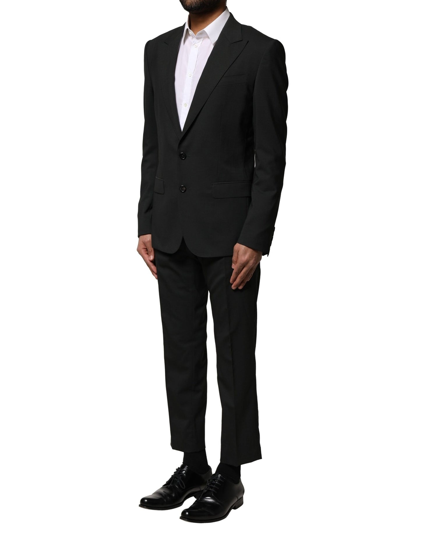 Black Wool 2 Piece Single Breasted Suit