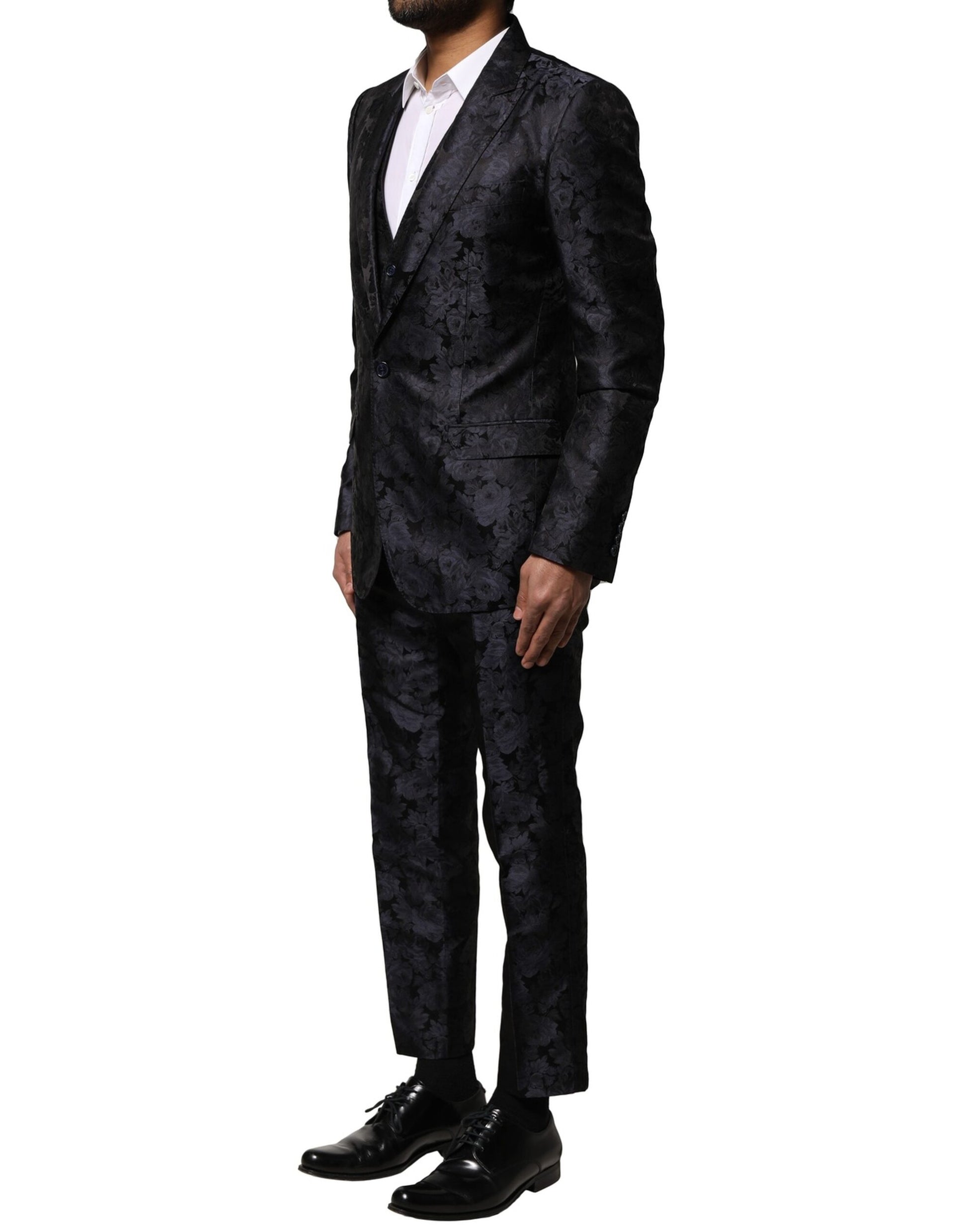 Black Jacquard 3 Piece Single Breasted Suit