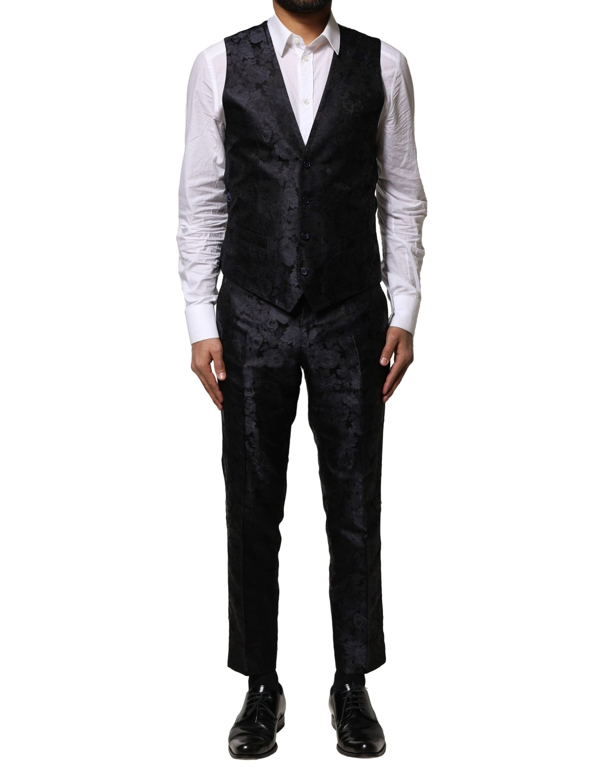 Black Jacquard 3 Piece Single Breasted Suit