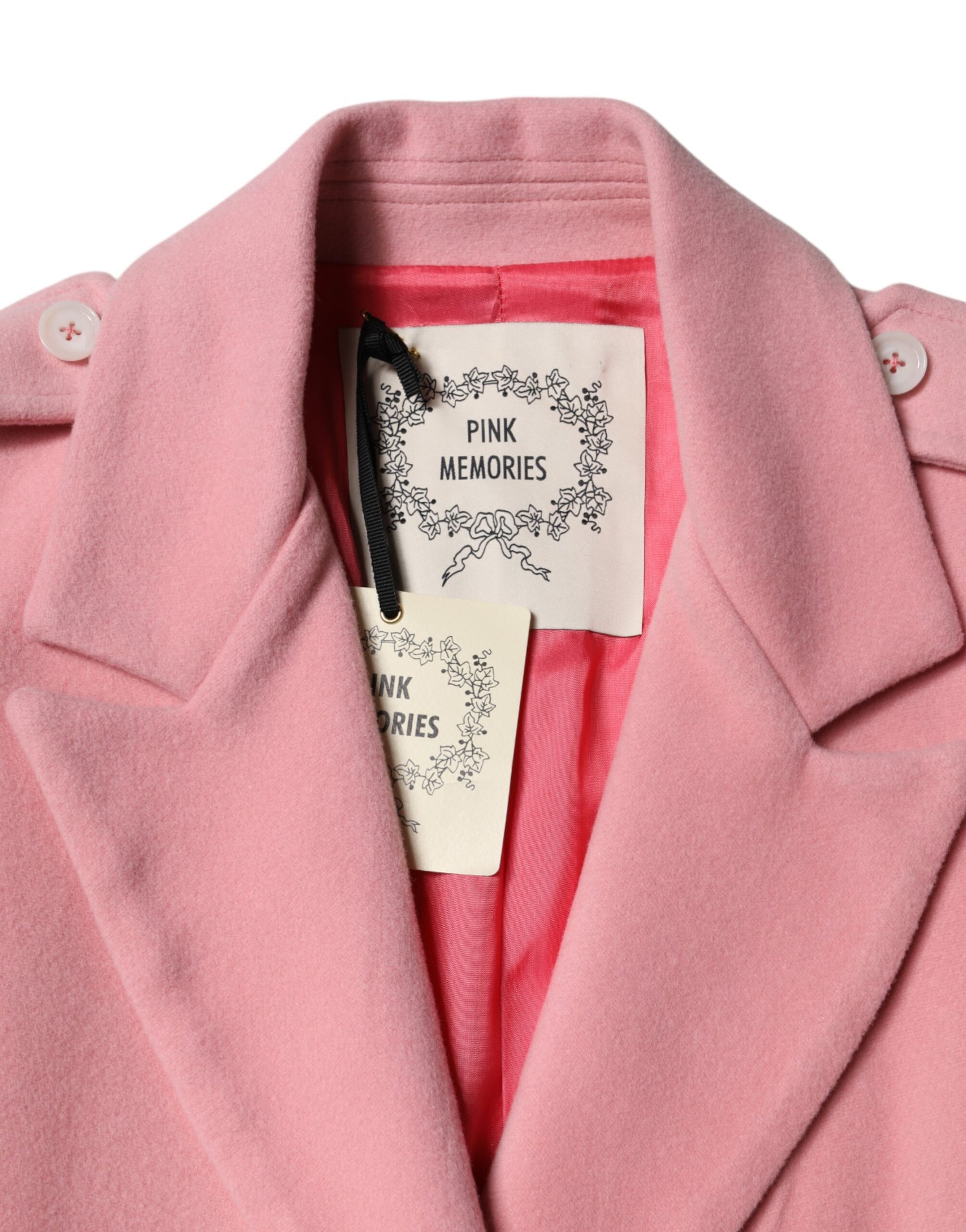 Pink Wool Double Breasted Blazer Coat Jacket